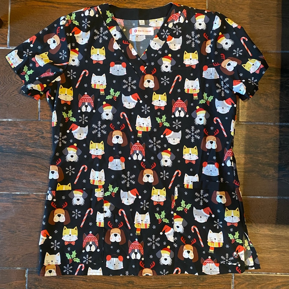 Christmas scrub top